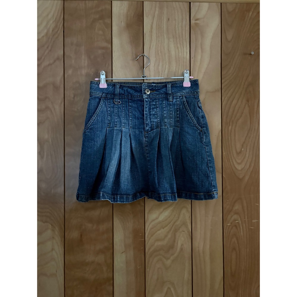 Arizona Jean Co Girls Blue Denim Pleated Mini Skirt Size 14 Slim Stretch Y2K